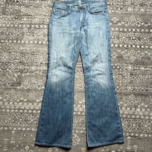 7 For All Mankind Flare Jeans Womens Size 30 Medium Wash Stretch Denim 30x32 USA
